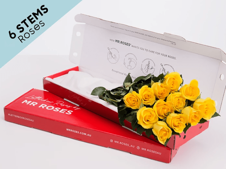Subtle 6 Yellow Roses Gift Box