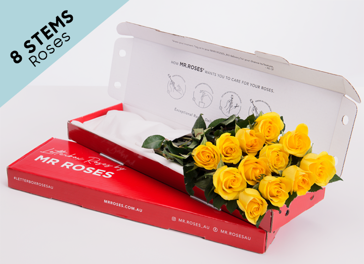 Lucky 8 Yellow Roses Gift Box
