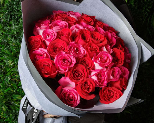 Pink & Red Magnificent Rose Bouquet ( 12 - 24 Stems )