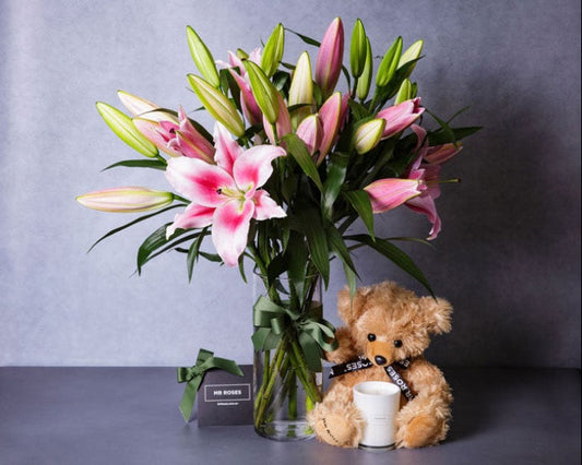 Lilies & Teddy Bear