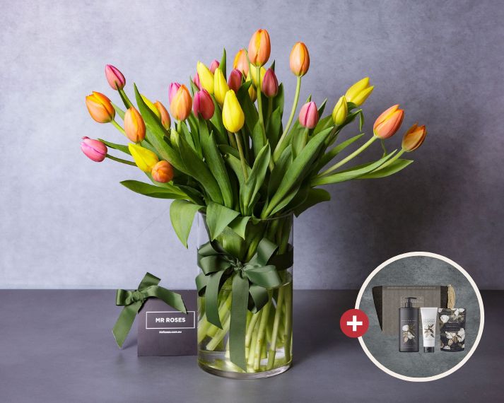 Mother's Day Flowers - Tulips & Pampering Bath Salts