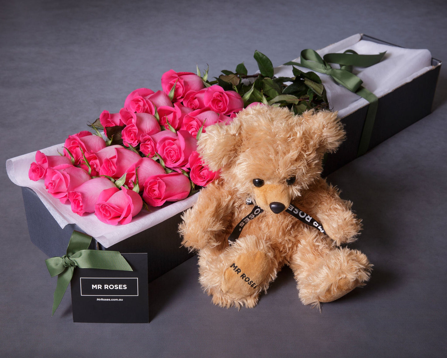 Pink Roses & Teddy Bear