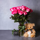 Pink Roses & Teddy Bear