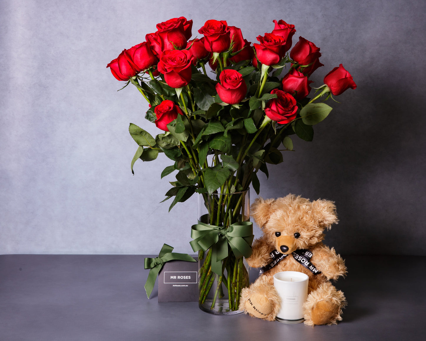 Red Roses & Teddy Bear