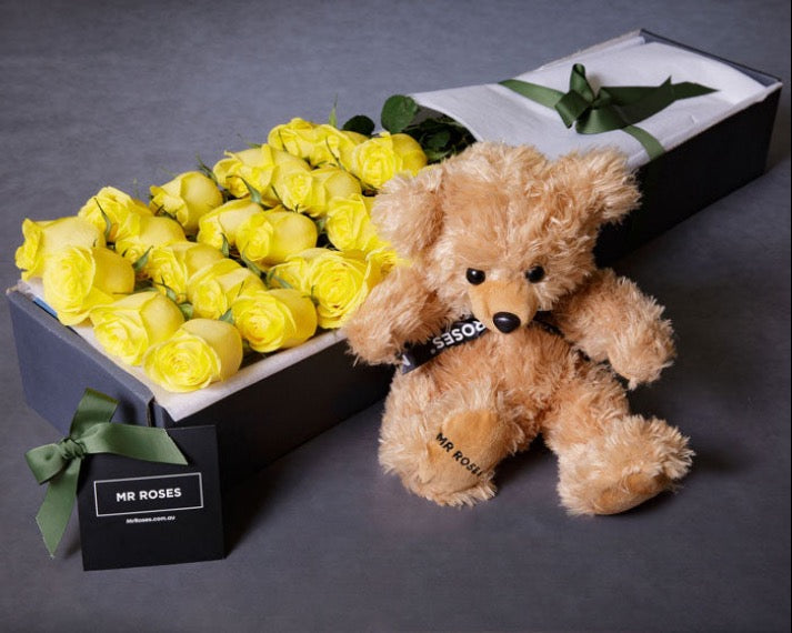 Yellow Roses & Teddy Bear