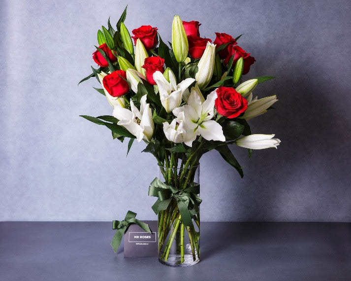 White Lilies & Red Roses