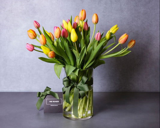 Mother's Day Gift Box - Mixed Coloured Tulips