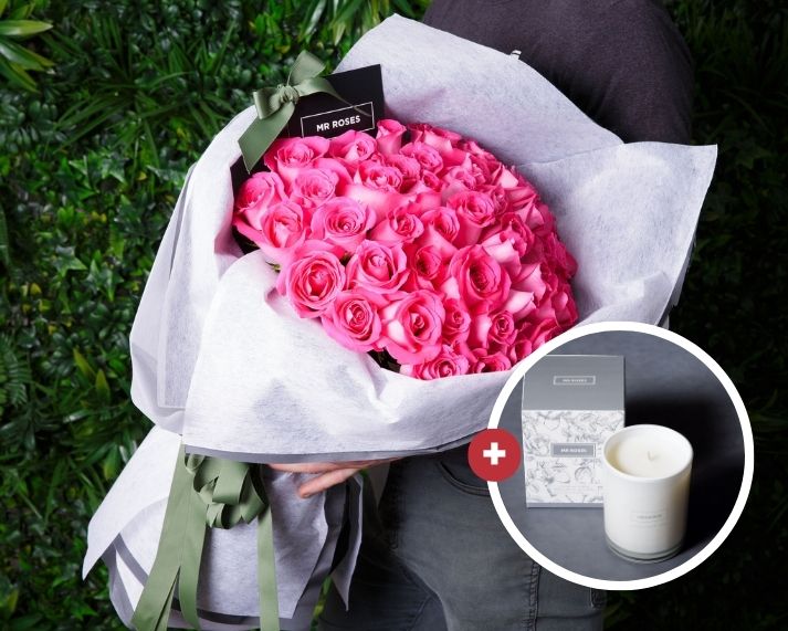 Mother's Day Flowers - Pink Rose Bouquet & Pampering Bath Salts