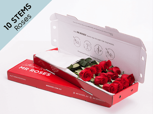 Elegant 10 Red Roses Gift Box