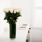 Long Stemmed White Cream Roses with Vase (12 - 36 Flowers)