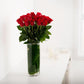 Long Stemmed Red Roses with Vase (12 - 36 Flowers)