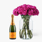 Bright Pink Roses (24 - 50 Medium Stems) & Champagne