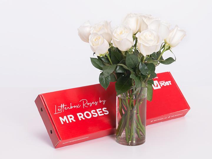 Classic 12 White Cream Roses Gift Box