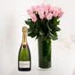 Long Stemmed Pink Roses (12 - 36 Flowers) & Champagne