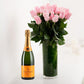 Long Stemmed Pink Roses (12 - 36 Flowers) & Champagne