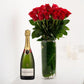 Long Stemmed Red Roses (12 - 36 Flowers) & Champagne