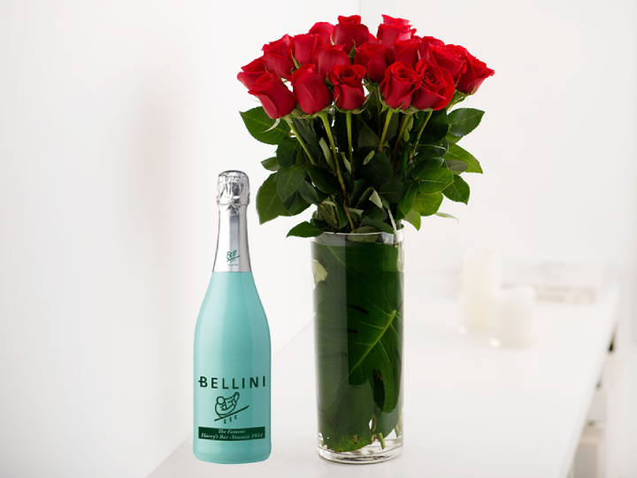 Long Stemmed Red Roses (12 - 36 Flowers) & Champagne