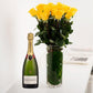 Long Stemmed Yellow Roses (12 - 36 Flowers) & Champagne