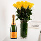 Long Stemmed Yellow Roses (12 - 36 Flowers) & Champagne