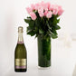 Long Stemmed Pink Roses (12 - 36 Flowers) & Champagne