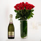 Long Stemmed Red Roses (12 - 36 Flowers) & Champagne