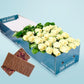 Long Stemmed White Cream Roses (12 - 36 Flowers) & Chocolates